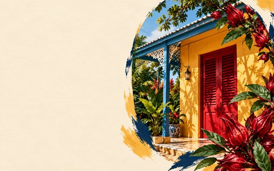 Jamaican house / shaped photo window