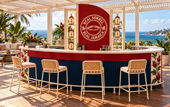 Social bar — navy fluted frontage