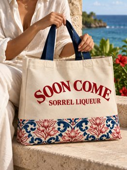 Natural tote / red logo