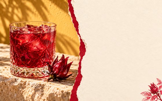 Ruby cocktail / torn paper