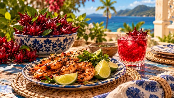 Grilled prawns and sorrel