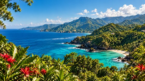 Mountainous coastal vista